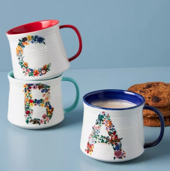 Anthropologie Nathalie Lete Bouquet Monogram Mug - "R" - Picture 5 of 11